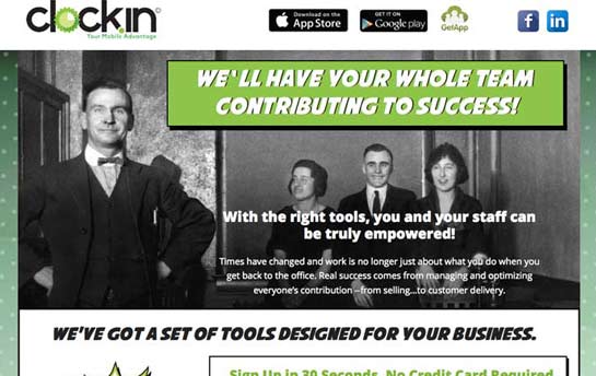 Clockin Landing Page